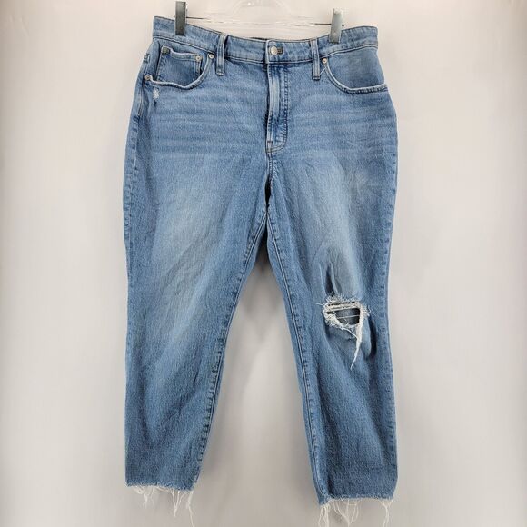 Madewell Jeans Womens 33 Curvy Perfect Vintage Distressed High Rise Cropped - Picture 1 of 12